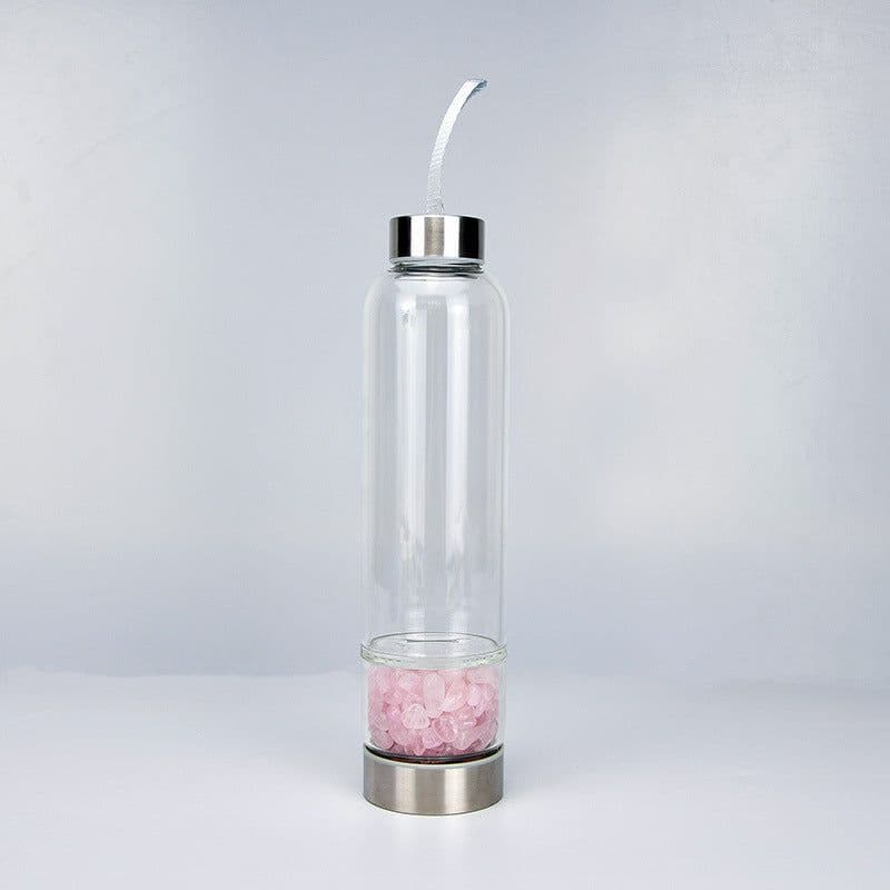 image-Glass Crystal Water Bottle with Lid 500ml Single Layer Outdoor