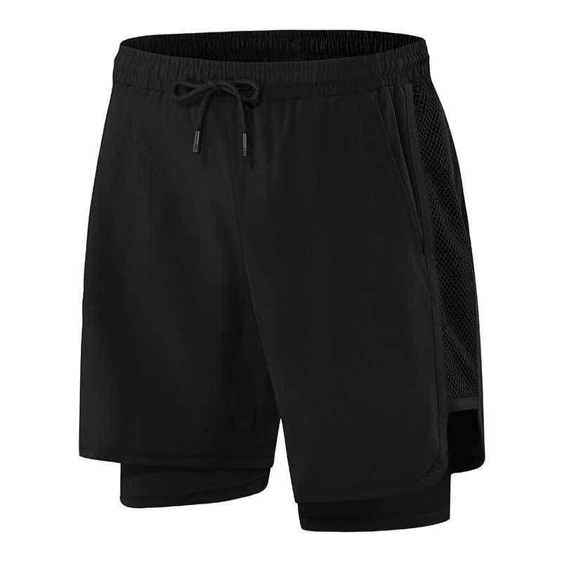 image-Men's Moisture-Wicking Athletic Shorts with Mesh Panels