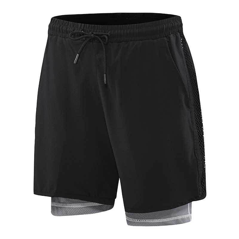 image-Men's Moisture-Wicking Athletic Shorts with Mesh Panels