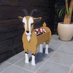 image-Cow and Goat Planter Set - Outdoor Garden Flower Pot Decoration