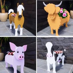 image-Cow and Goat Planter Set - Outdoor Garden Flower Pot Decoration