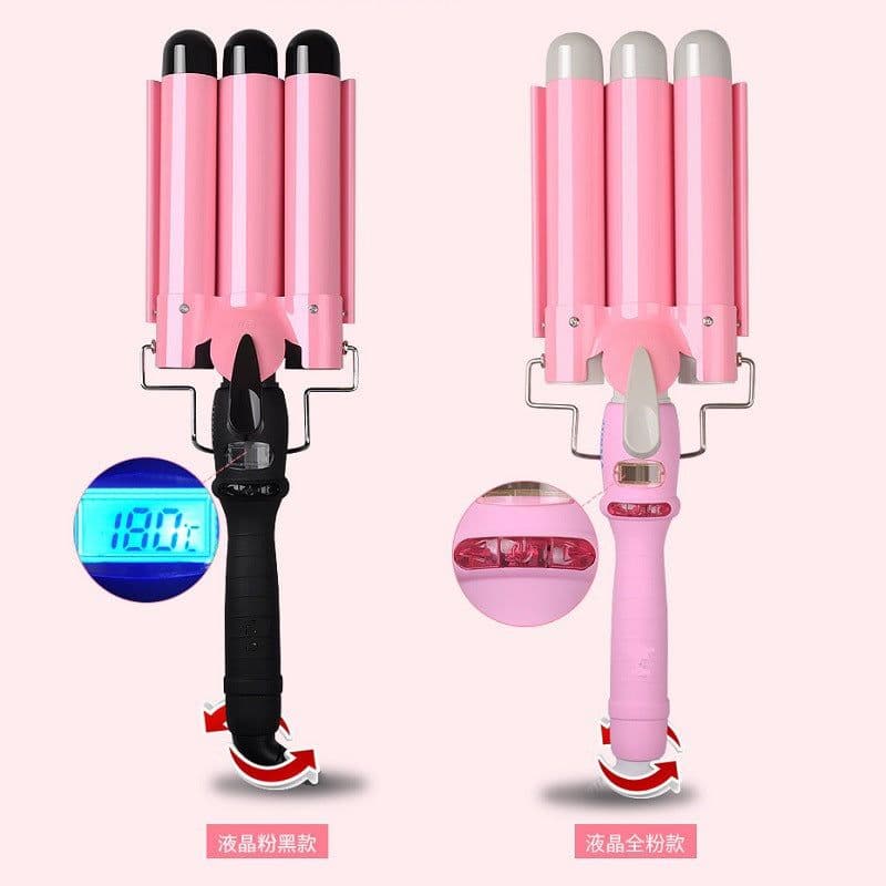 image-LCD Triple Barrel Curling Iron with Temperature Control 20-32mm