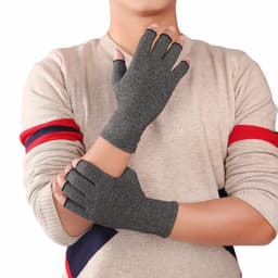 image-Kyncilor Arthritis Compression Gloves Half-Finger Unisex Gray L