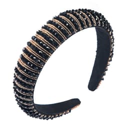 image-Plaid Beaded Sponge Headband Wide Women's Hair Accessory