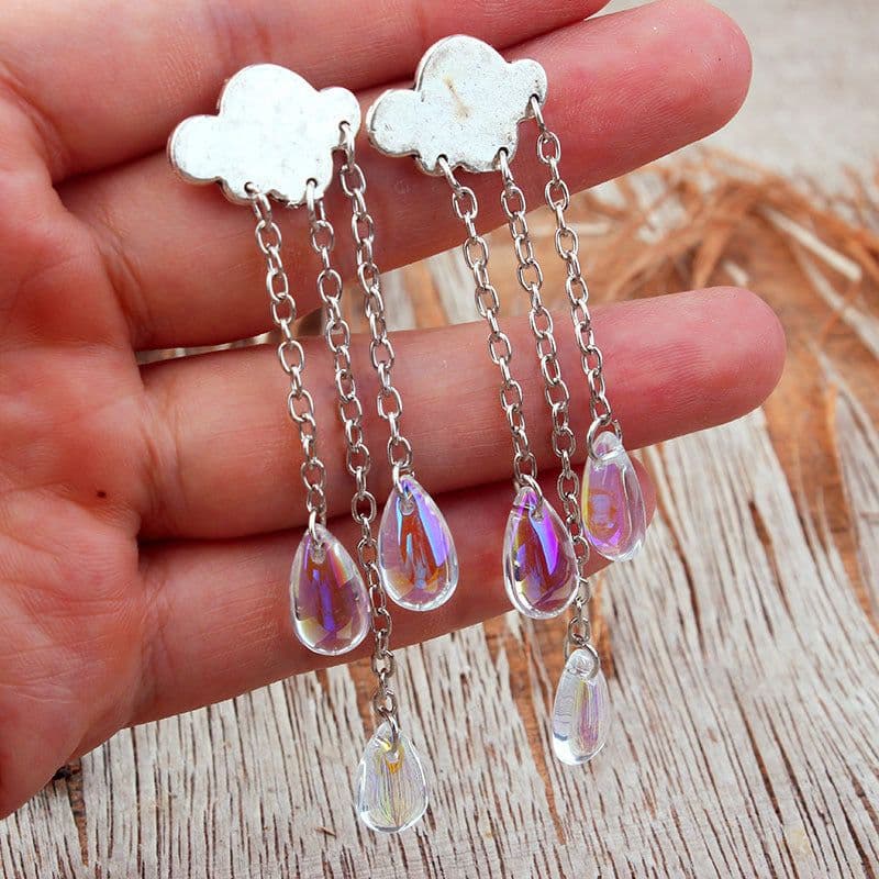 image-Gothic Cloud Raindrops Illusion Earrings - Pagan Witchcraft Style