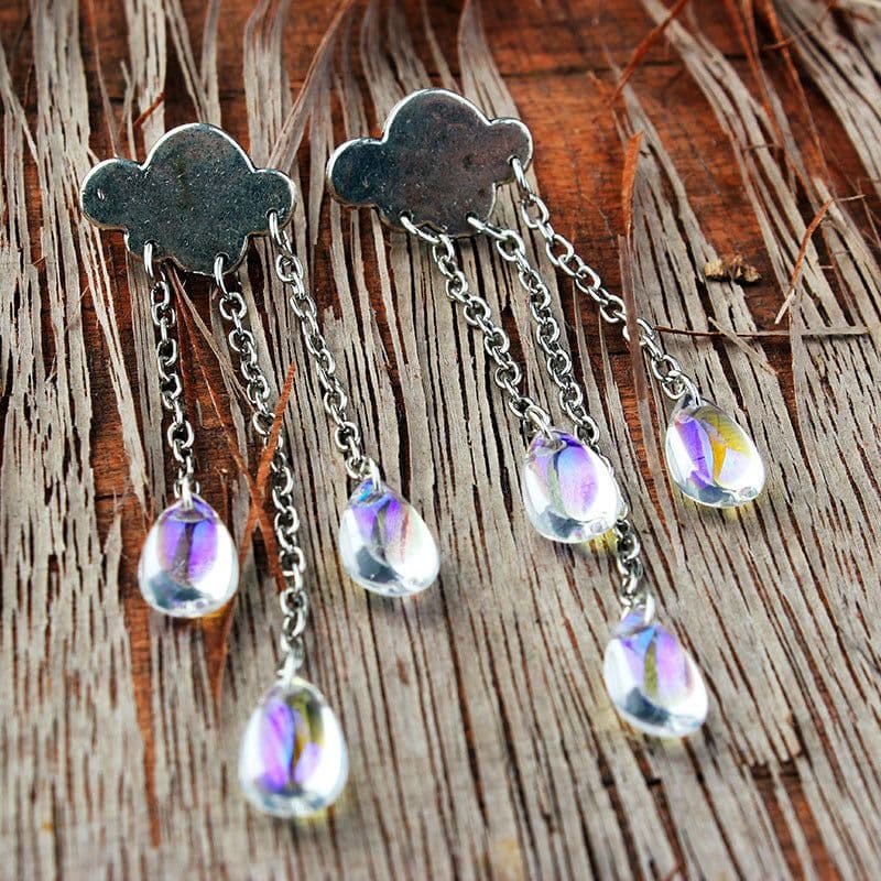 image-Gothic Cloud Raindrops Illusion Earrings - Pagan Witchcraft Style