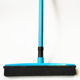 image-TPR Rubber Broom with Long Handle and Scraper for Pet Hair Removal
