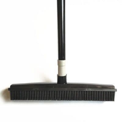 image-TPR Rubber Broom with Long Handle and Scraper for Pet Hair Removal