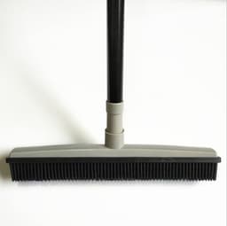 image-TPR Rubber Broom with Long Handle and Scraper for Pet Hair Removal