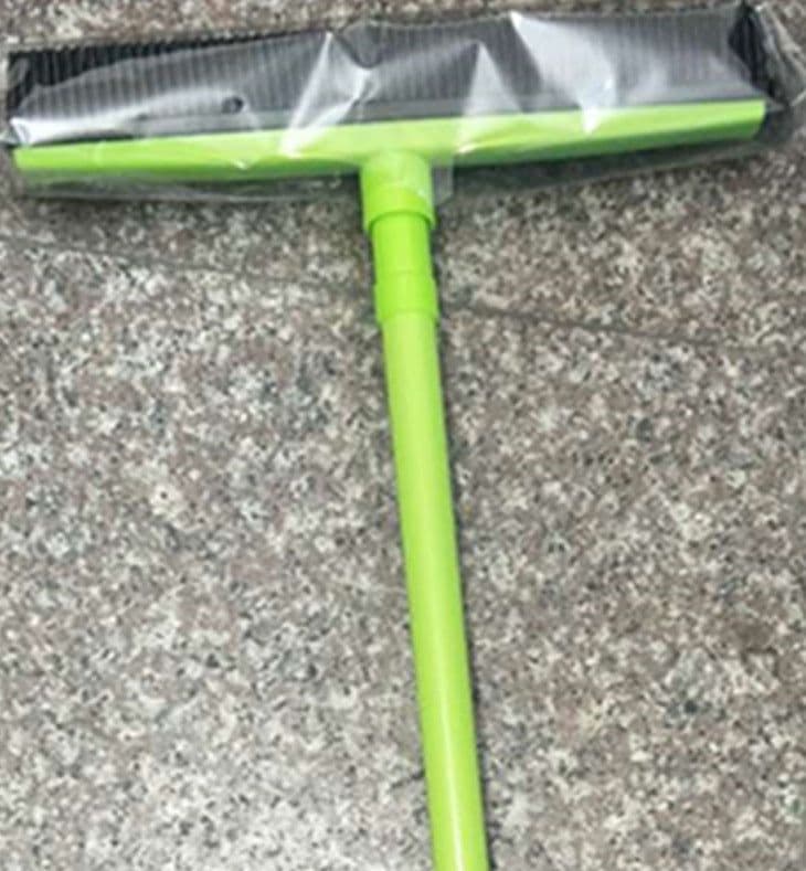 image-TPR Rubber Broom with Long Handle and Scraper for Pet Hair Removal