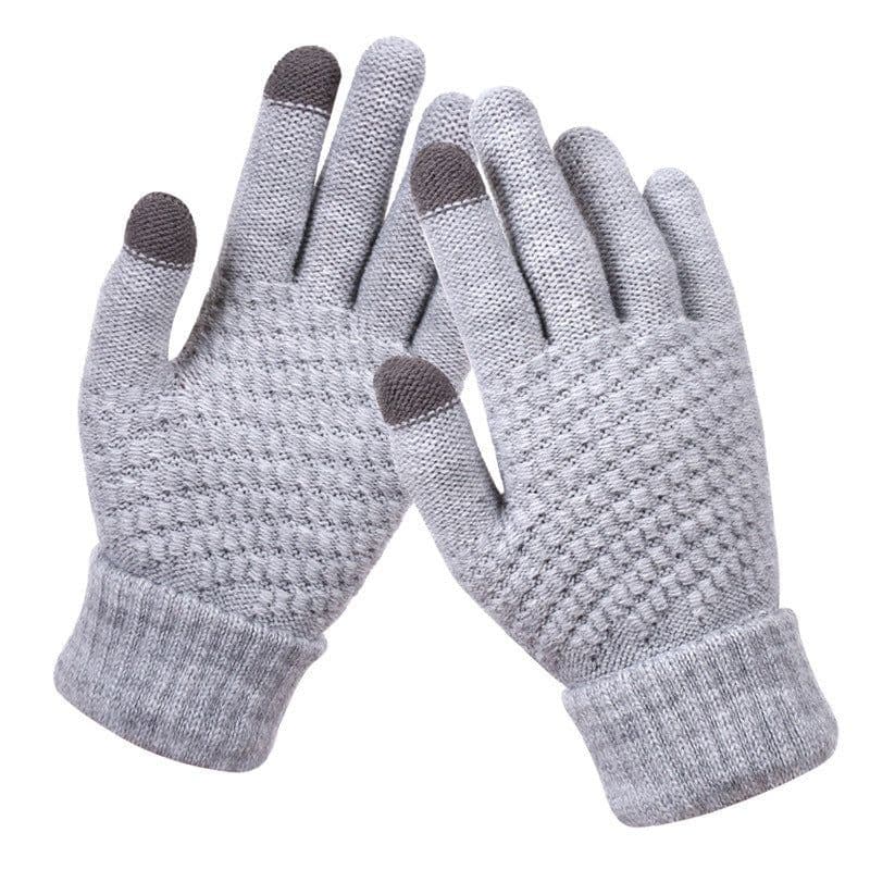 image-Winter Touchscreen Knit Gloves Jacquard Brushed Warm Women