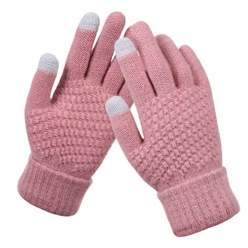 image-Winter Touchscreen Knit Gloves Jacquard Brushed Warm Women