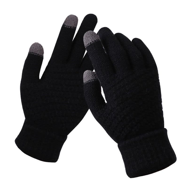 image-Winter Touchscreen Knit Gloves Jacquard Brushed Warm Women