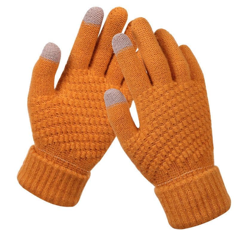 image-Winter Touchscreen Knit Gloves Jacquard Brushed Warm Women
