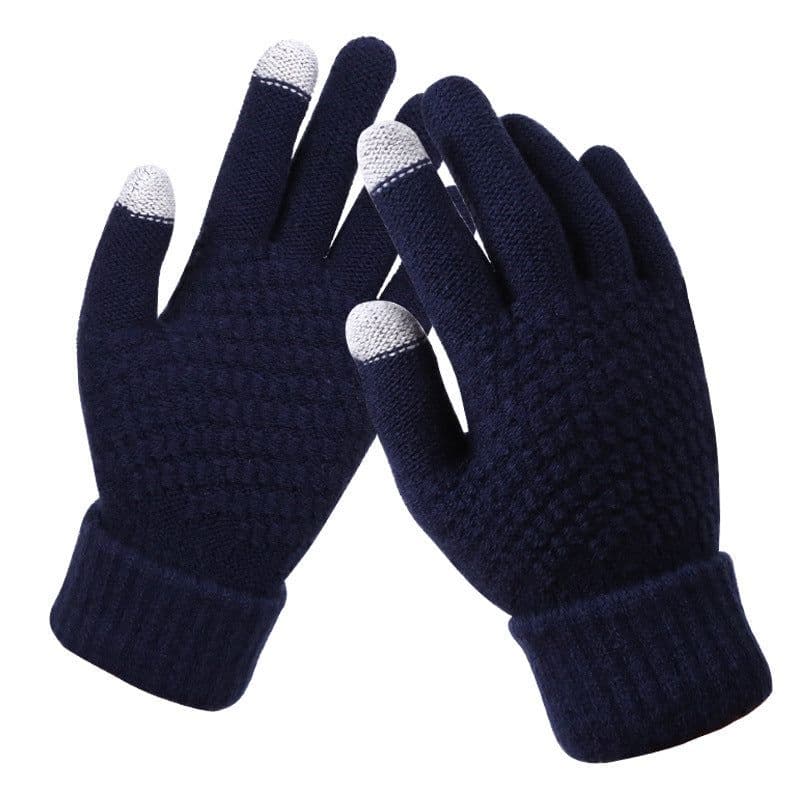 image-Winter Touchscreen Knit Gloves Jacquard Brushed Warm Women