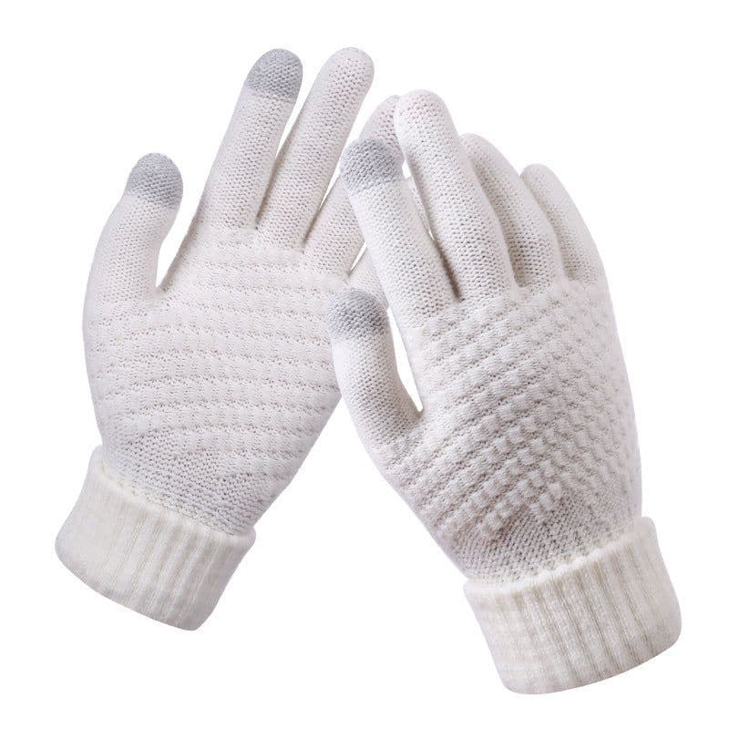image-Winter Touchscreen Knit Gloves Jacquard Brushed Warm Women