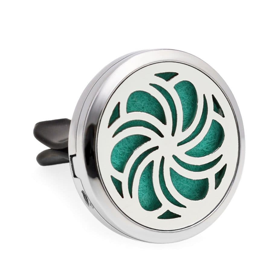 image-Car Air Freshener Clip Alloy Hollow Perfume Holder with 10 Sponges