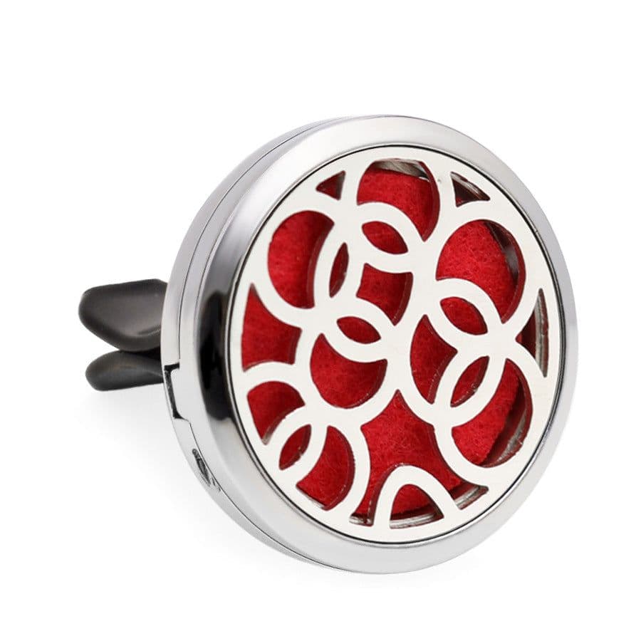 image-Car Air Freshener Clip Alloy Hollow Perfume Holder with 10 Sponges