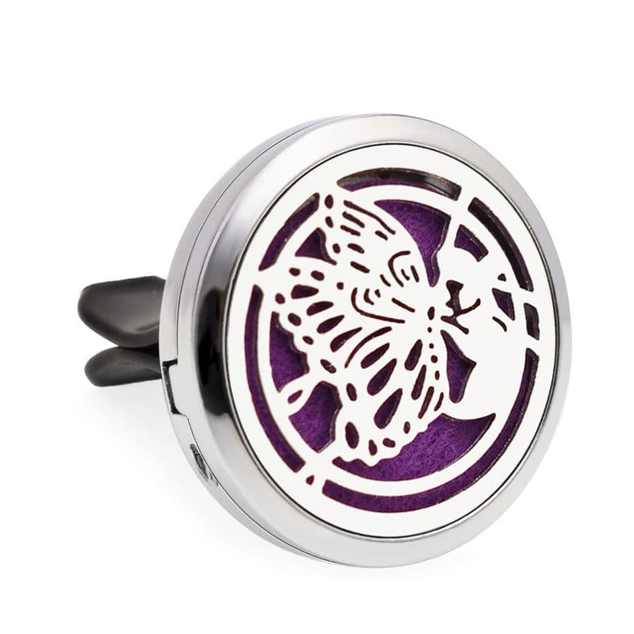 image-Car Air Freshener Clip Alloy Hollow Perfume Holder with 10 Sponges