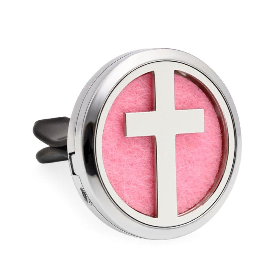 image-Car Air Freshener Clip Alloy Hollow Perfume Holder with 10 Sponges