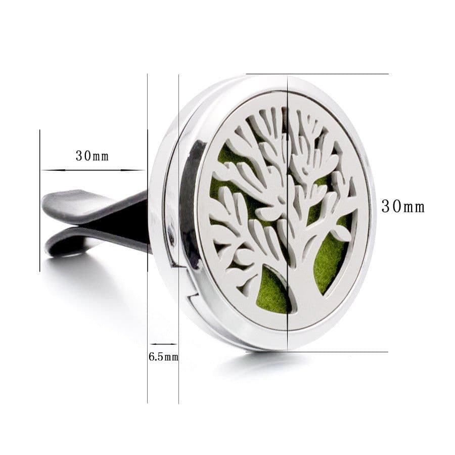 image-Car Air Freshener Clip Alloy Hollow Perfume Holder with 10 Sponges