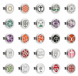 image-Car Air Freshener Clip Alloy Hollow Perfume Holder with 10 Sponges