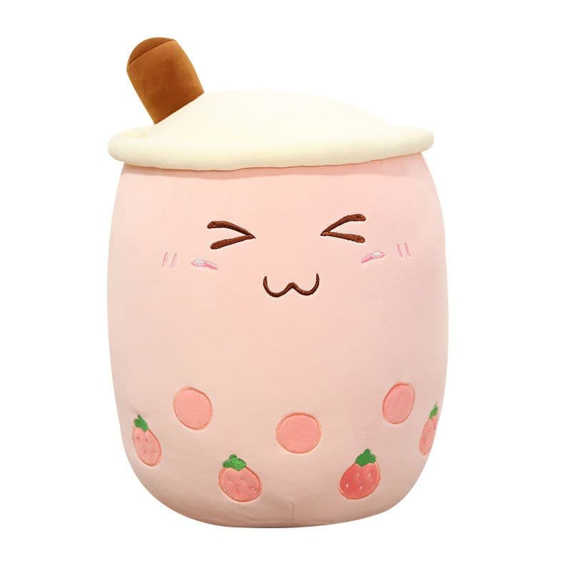 image-Flowers Bloom Milk Tea Plush Pillow Toy 70cm Pink Strawberry