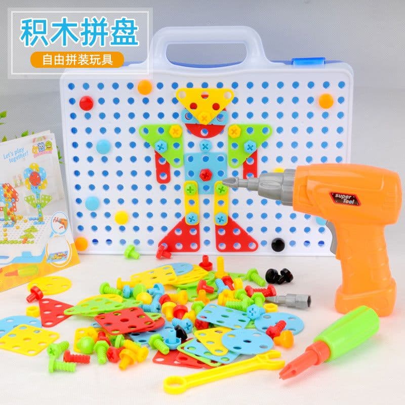 image-Small Double Electric Drill Building Blocks DIY Toy Set Ages 4-6