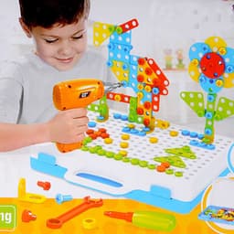 image-Small Double Electric Drill Building Blocks DIY Toy Set Ages 4-6