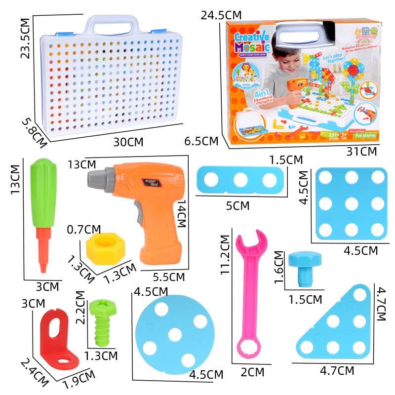 image-Small Double Electric Drill Building Blocks DIY Toy Set Ages 4-6