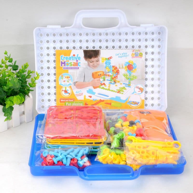 image-Small Double Electric Drill Building Blocks DIY Toy Set Ages 4-6