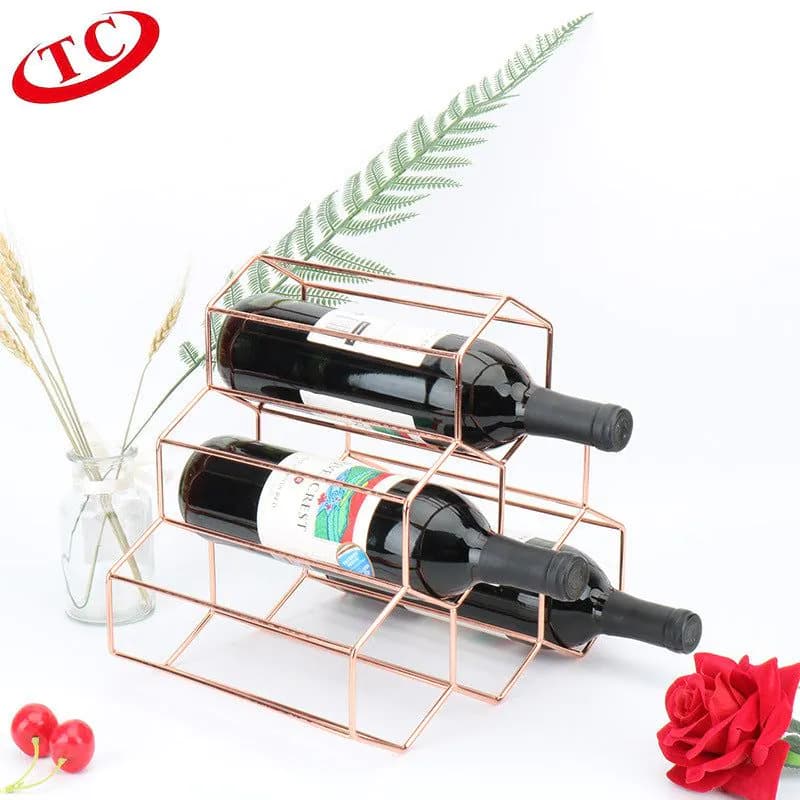 image-Tiancheng Iron Wire Wine Rack European Style Gold Finish