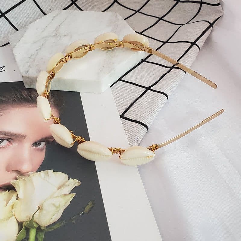 image-Shell Stone Geometric Headband Korean Fashion Hair Accessory