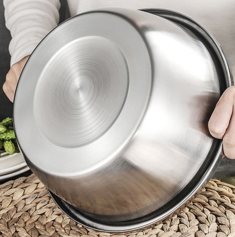 image-Stainless Steel Kitchen Colander Basin Set 3-Piece 28cm 26cm