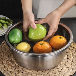 image-Stainless Steel Kitchen Colander Basin Set 3-Piece 28cm 26cm