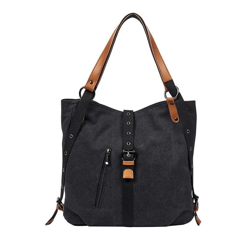 image-Canvas Tote Bag - Large Capacity Shoulder Messenger Bag