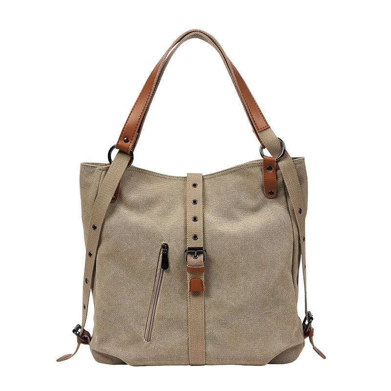 image-Canvas Tote Bag - Large Capacity Shoulder Messenger Bag