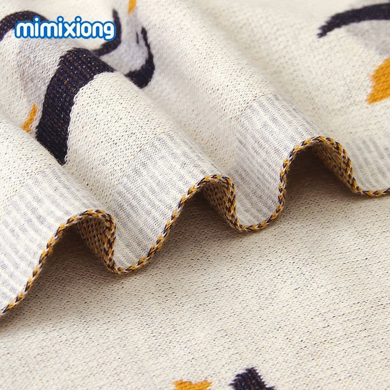 image-Mimixiong Baby Knitted Penguin Blanket Stroller Cover Gray