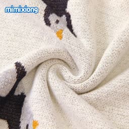 image-Mimixiong Baby Knitted Penguin Blanket Stroller Cover Gray