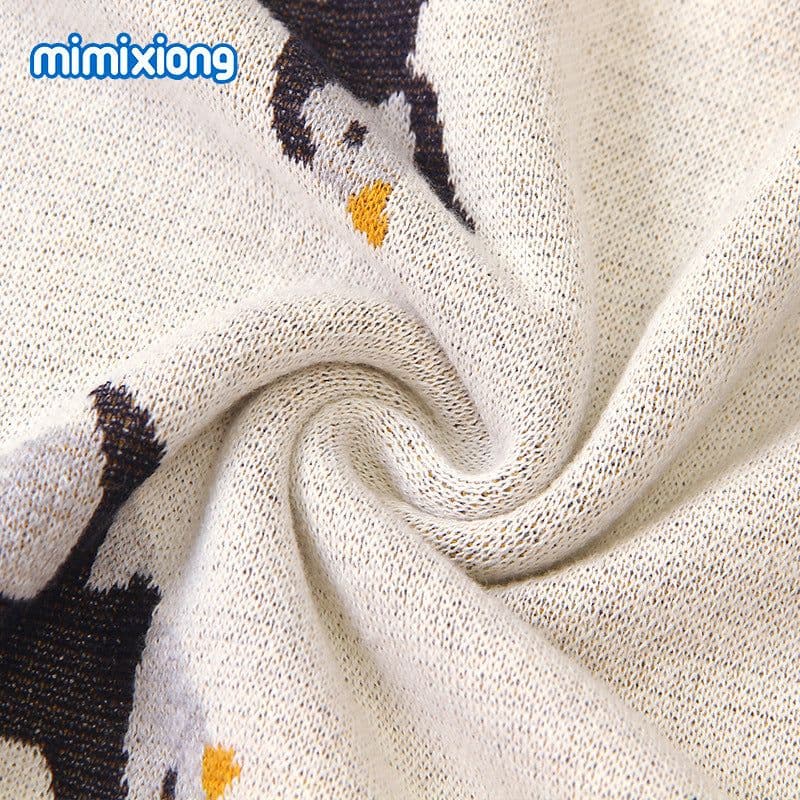 image-Mimixiong Baby Knitted Penguin Blanket Stroller Cover Gray