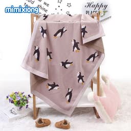 image-Mimixiong Baby Knitted Penguin Blanket Stroller Cover Gray