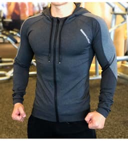 image-Men's Custom Hooded Compression Training Jacket Quick Dry Sport