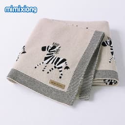 image-Mimixiong Cartoon Jacquard Baby Blanket 100x80cm Cotton