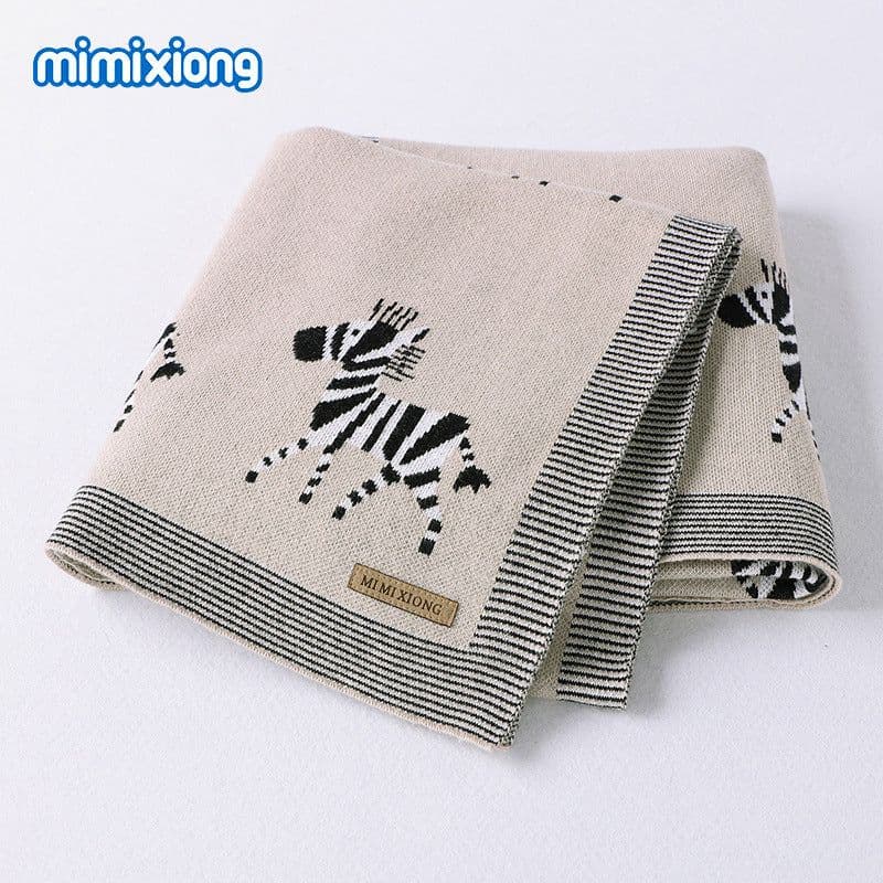 image-Mimixiong Cartoon Jacquard Baby Blanket 100x80cm Cotton