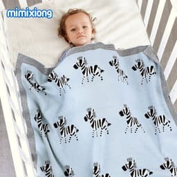 image-Mimixiong Cartoon Jacquard Baby Blanket 100x80cm Cotton