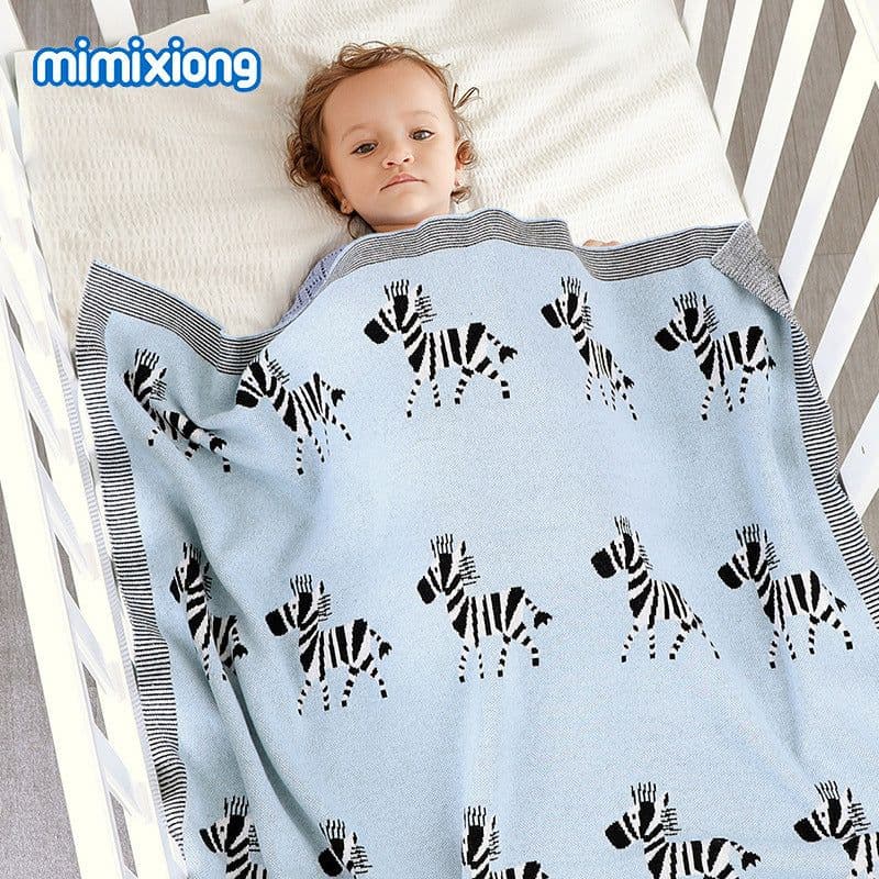 image-Mimixiong Cartoon Jacquard Baby Blanket 100x80cm Cotton