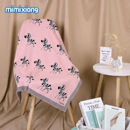 image-Mimixiong Cartoon Jacquard Baby Blanket 100x80cm Cotton