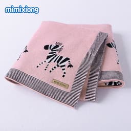 image-Mimixiong Cartoon Jacquard Baby Blanket 100x80cm Cotton