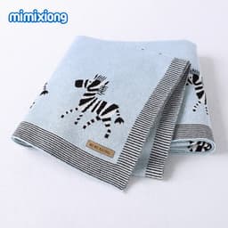 image-Mimixiong Cartoon Jacquard Baby Blanket 100x80cm Cotton