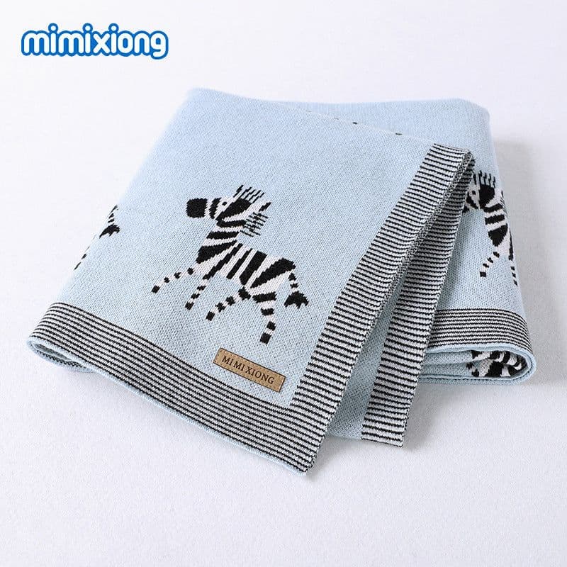 image-Mimixiong Cartoon Jacquard Baby Blanket 100x80cm Cotton
